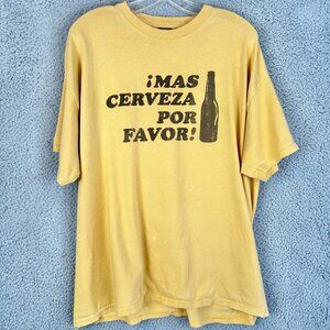 Vintage Y2K !Mas Cerveza‎ Por Favor! Graphic T Shirt Size XL Hanes Beefy - T